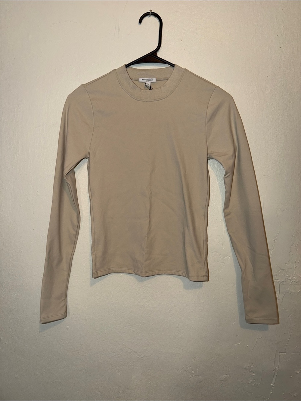 WeWoreWhat Taupe Long-Sleeve Crewneck Top